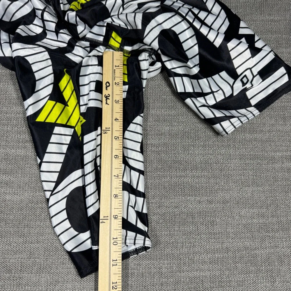 Q Swimwear Mens Jammer Swim Shorts Black White Neon Yellow Graphic Size 30